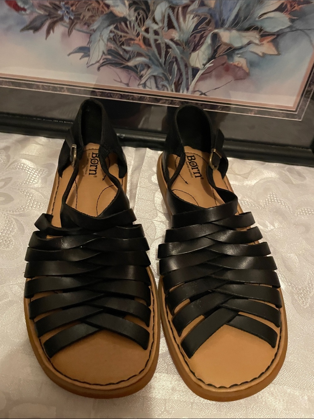Born Black Leather Strappy Handcrafted Sandals